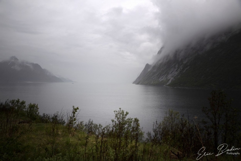 Senjahopen Un peu avant le village, vue sur les falaise  à l'opposé du fjord.
©2019